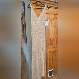 Mac Duggal Rose Gold Sequin Prom Dress Size 10